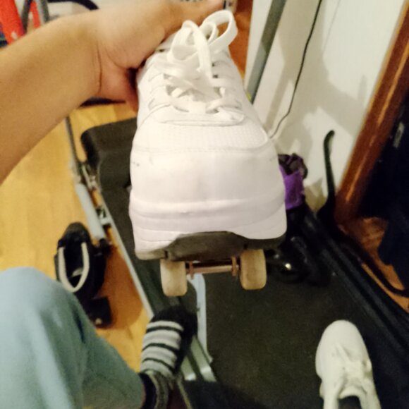 Unisex Retractable roller skates skate shoes white 4 wheels - Picture 3 of 4